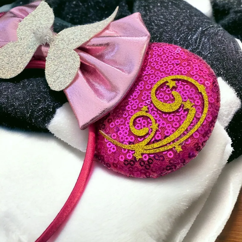 Brand New Tinkerbell Headband w/ Pink Sequin Bow & Gold Accents - Disney Inspired!