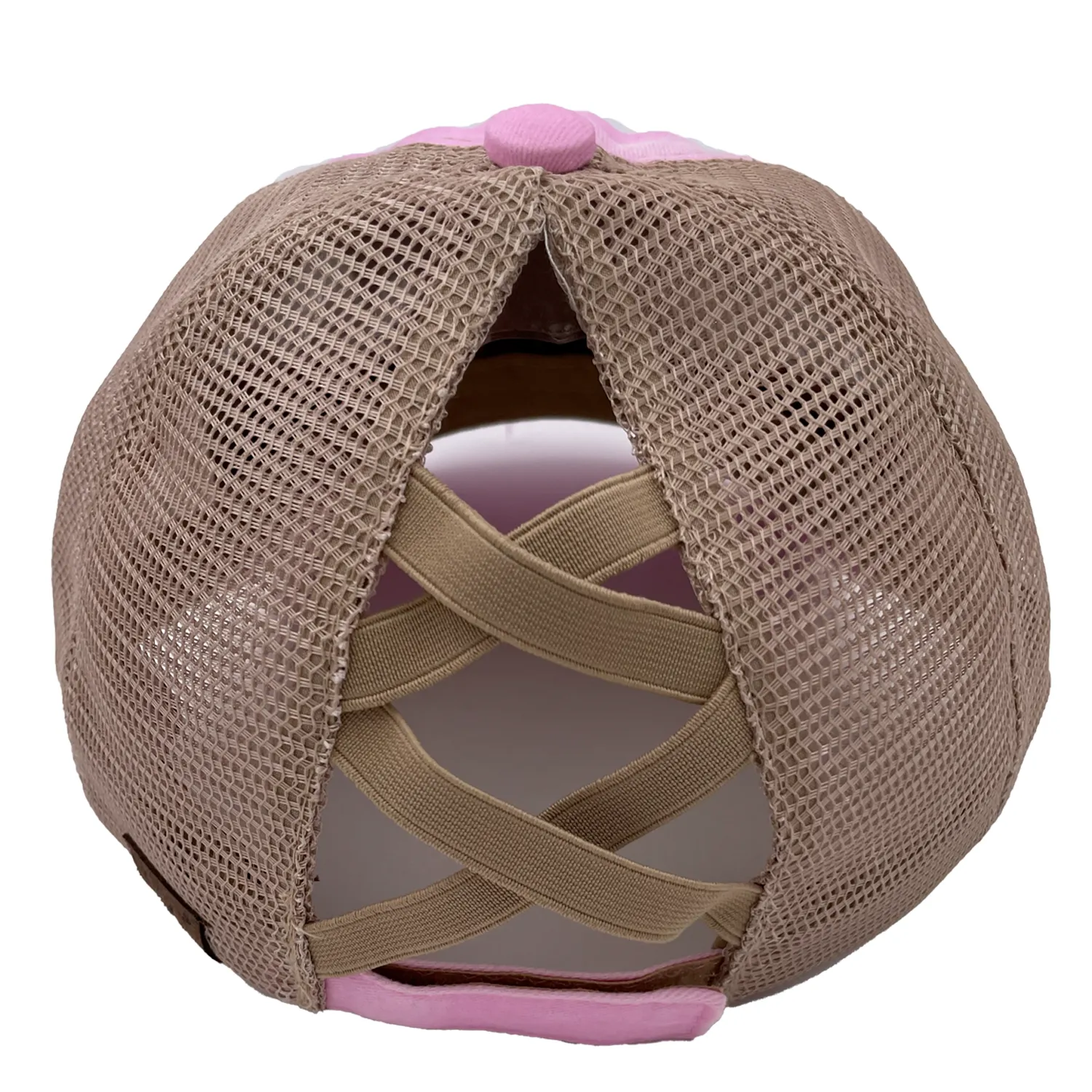 BT-780 C.C Criss Cross Pony Cap Baby Pink/Beige