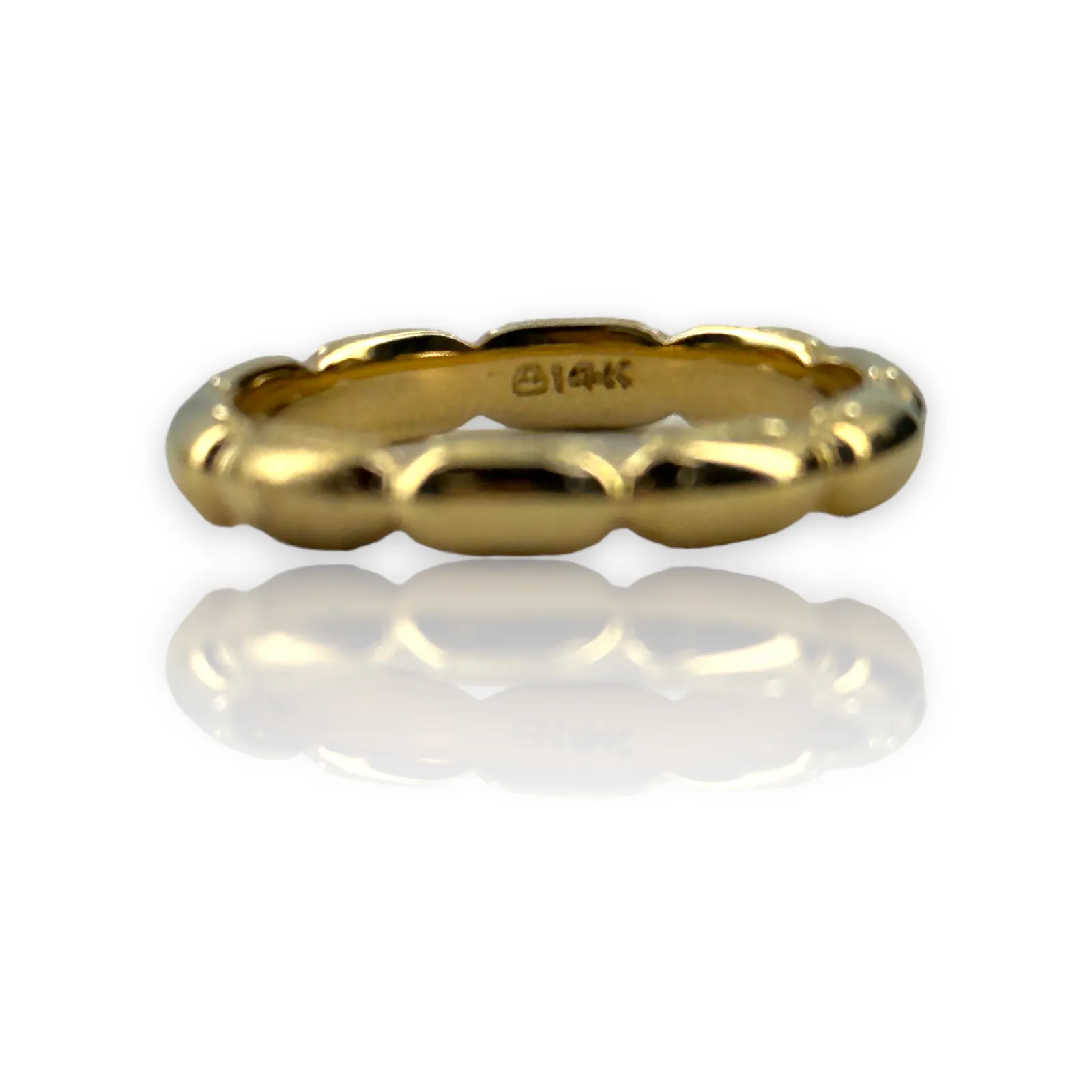 Bubble Style Domed 14k 585 Yellow Gold Stackable Wedding Band Ring Size 6