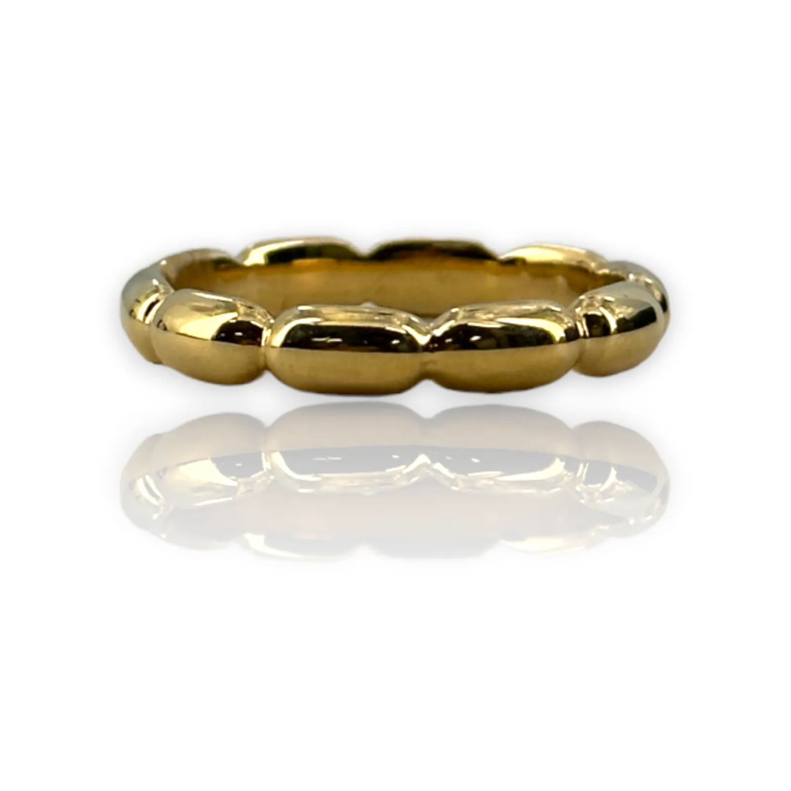 Bubble Style Domed 14k 585 Yellow Gold Stackable Wedding Band Ring Size 6