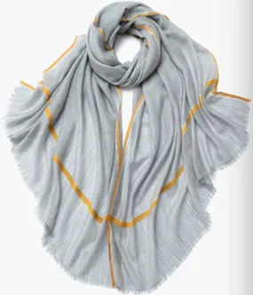 Camille Cashmere Shawl Grey and Orange