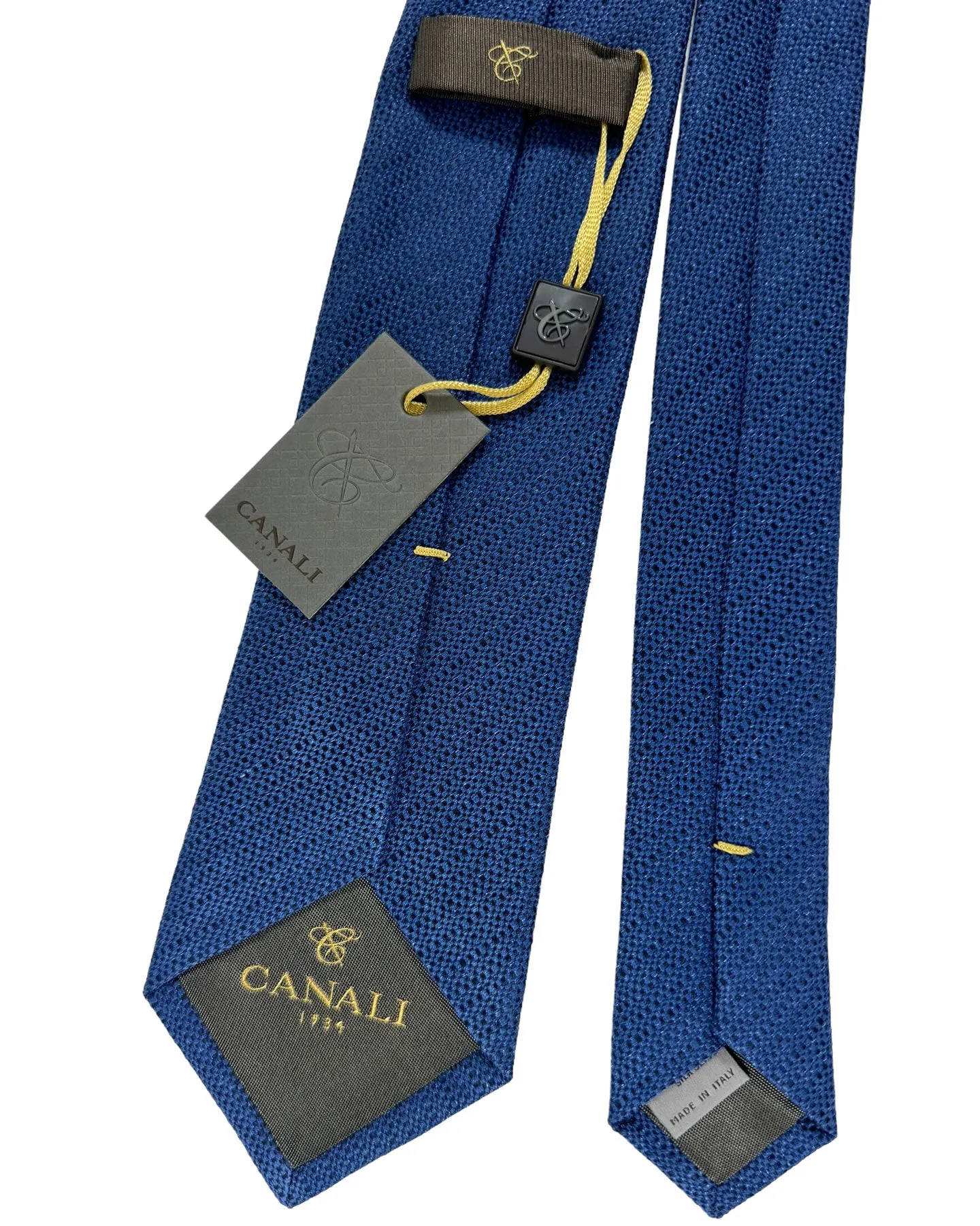 Canali Silk Tie Dark Blue Micro Pattern - Hand Made In Italy