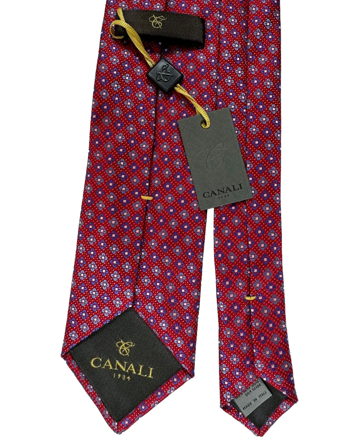 Canali Silk Tie Red Blue Mini Floral