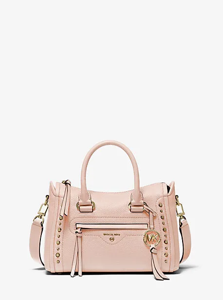 Carine Small Studded Pebbled Leather Satchel