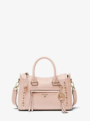 Carine Small Studded Pebbled Leather Satchel