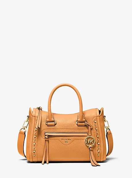 Carine Small Studded Pebbled Leather Satchel