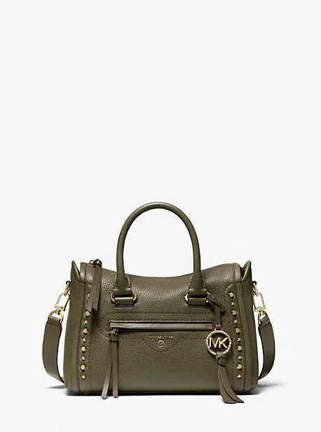 Carine Small Studded Pebbled Leather Satchel