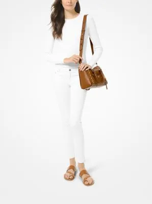 Carine Small Studded Pebbled Leather Satchel