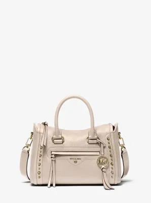 Carine Small Studded Pebbled Leather Satchel