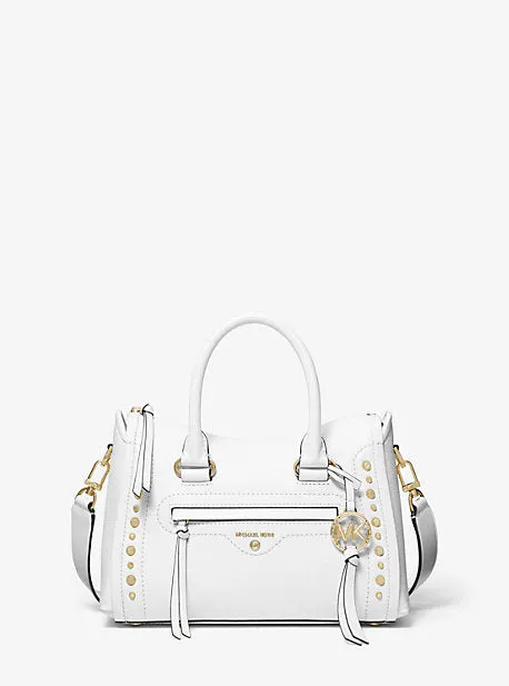 Carine Small Studded Pebbled Leather Satchel