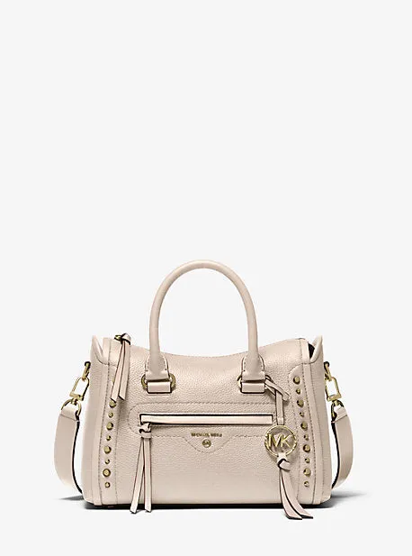 Carine Small Studded Pebbled Leather Satchel