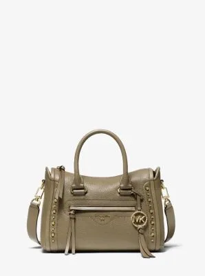 Carine Small Studded Pebbled Leather Satchel