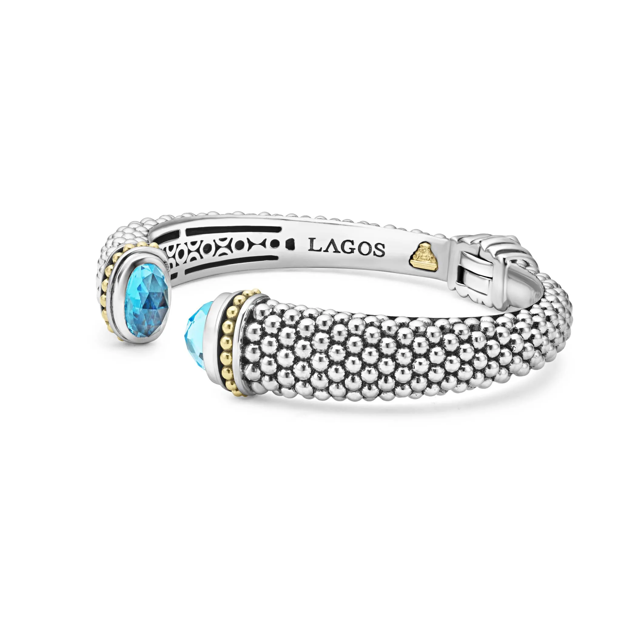 Caviar Color Swiss Blue Topaz Cuff Bracelet | 12mm