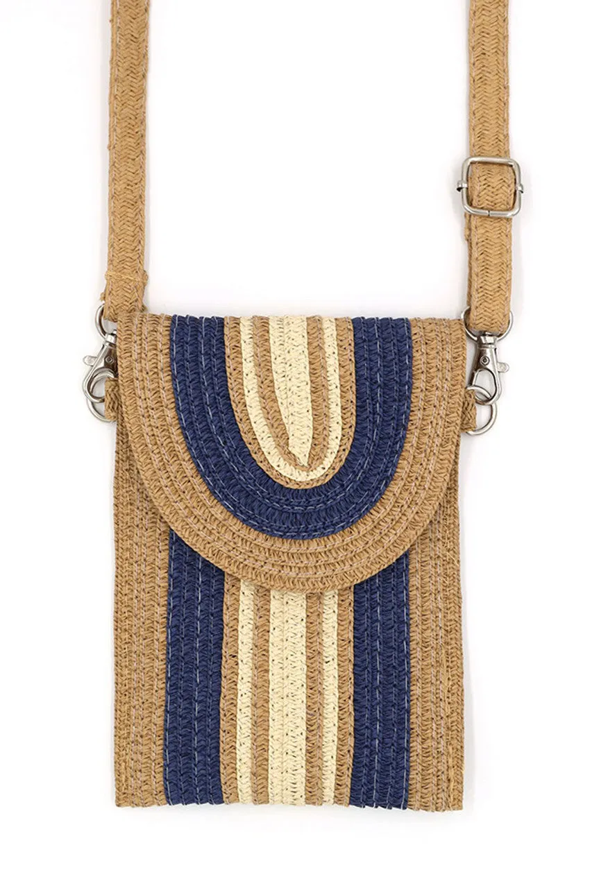 Cell Phone Crossbody Bag in Straw