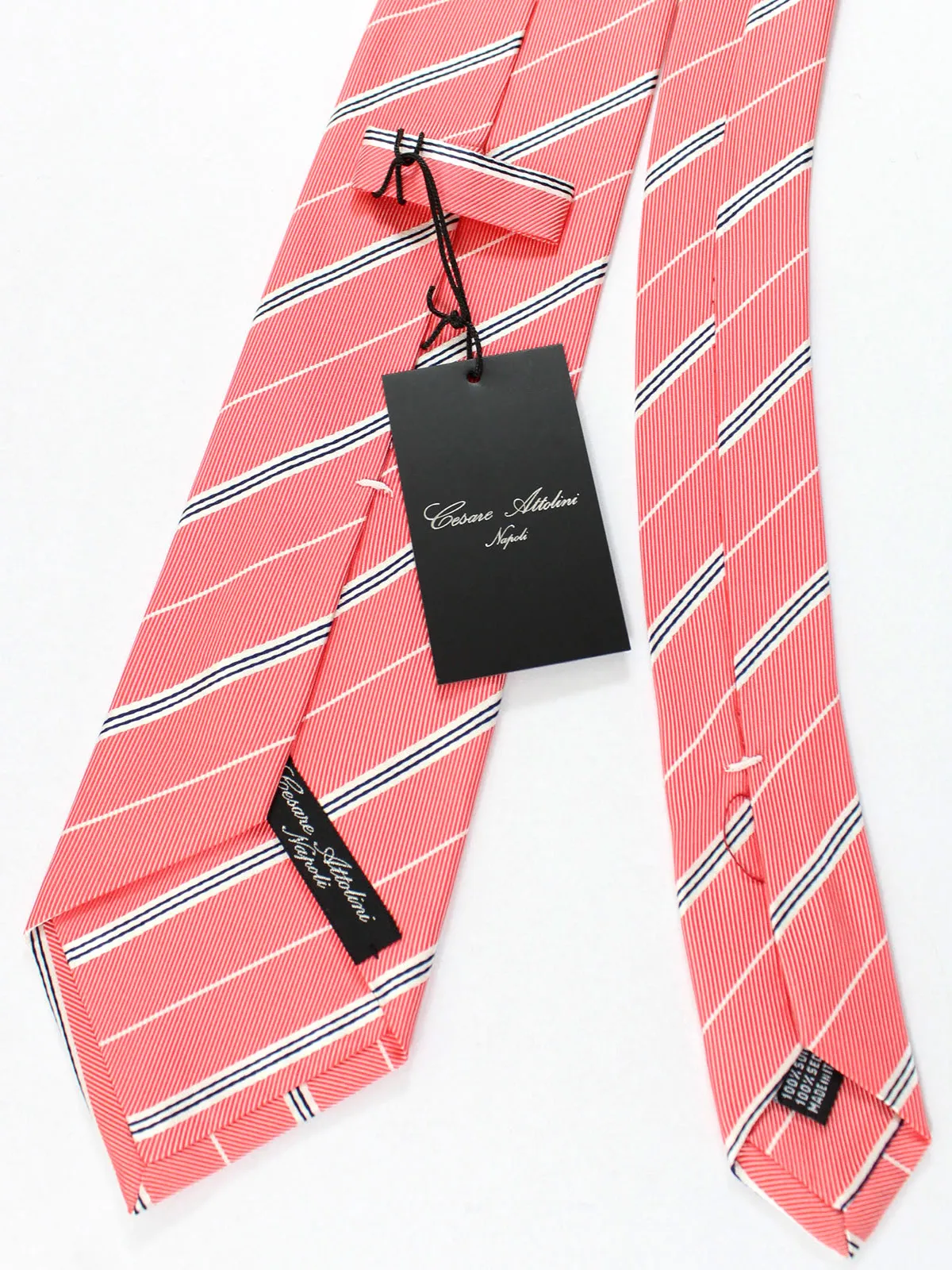 Cesare Attolini Silk Tie Pink Stripes SALE