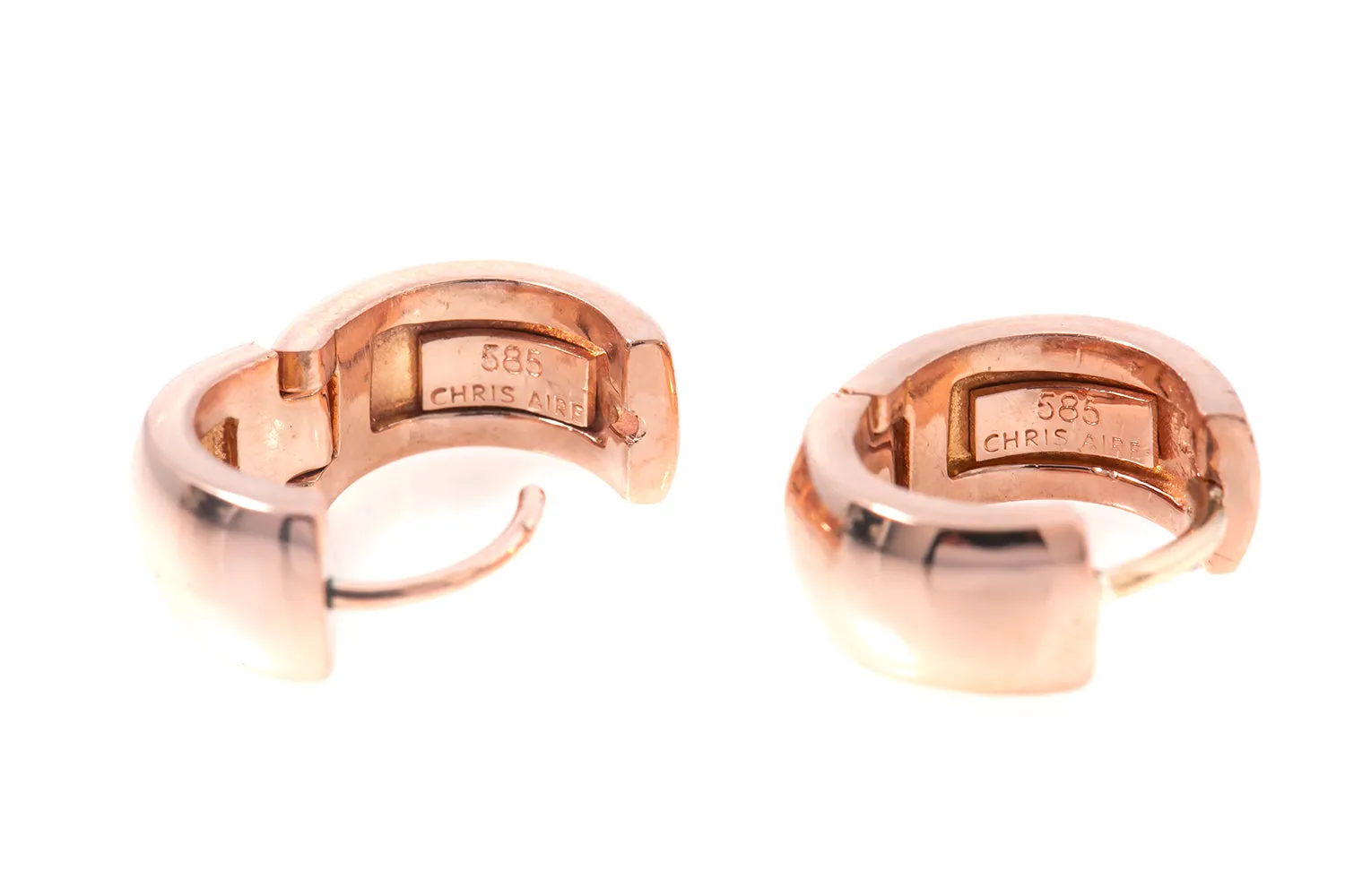 Chris Aire Amber Hue Huggie 14k 585 Rose Gold Earrings