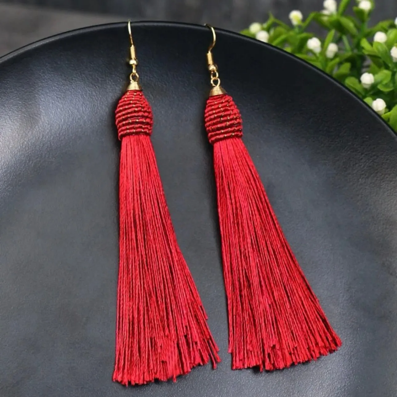 Colorful Tassel Earrings - Black Earrings, Blue Earrings, Yellow Earrings, Hot Pink, White Earrings, Dangle Earrings