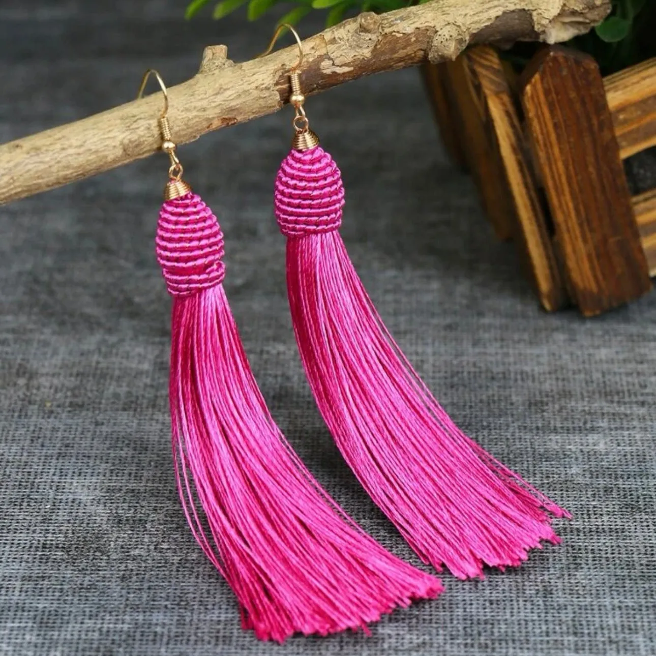 Colorful Tassel Earrings - Black Earrings, Blue Earrings, Yellow Earrings, Hot Pink, White Earrings, Dangle Earrings