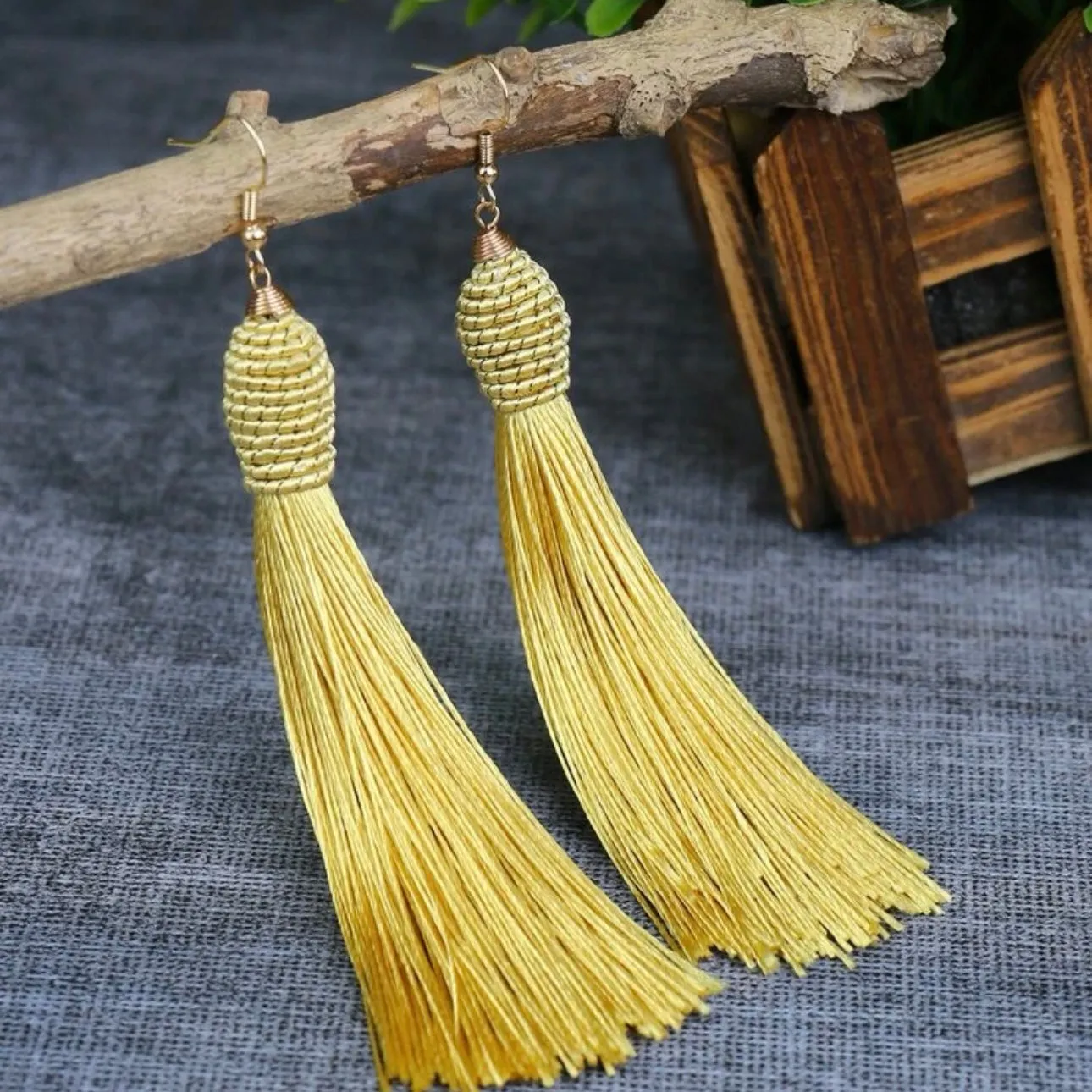 Colorful Tassel Earrings - Black Earrings, Blue Earrings, Yellow Earrings, Hot Pink, White Earrings, Dangle Earrings