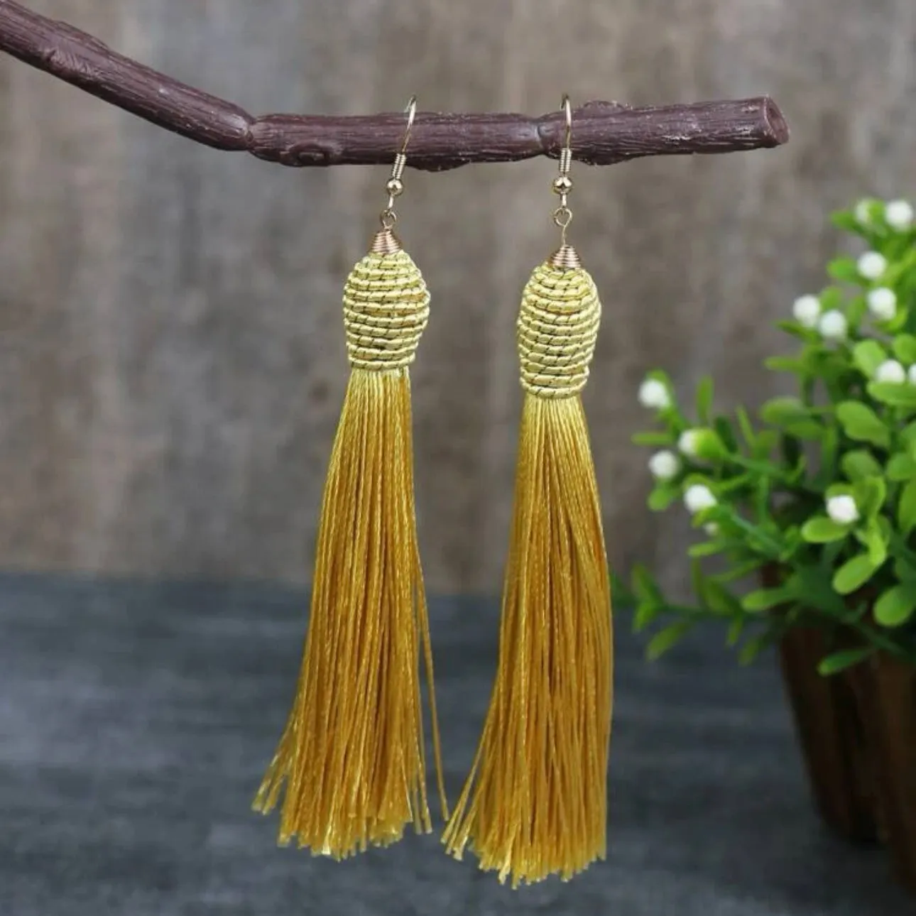 Colorful Tassel Earrings - Black Earrings, Blue Earrings, Yellow Earrings, Hot Pink, White Earrings, Dangle Earrings