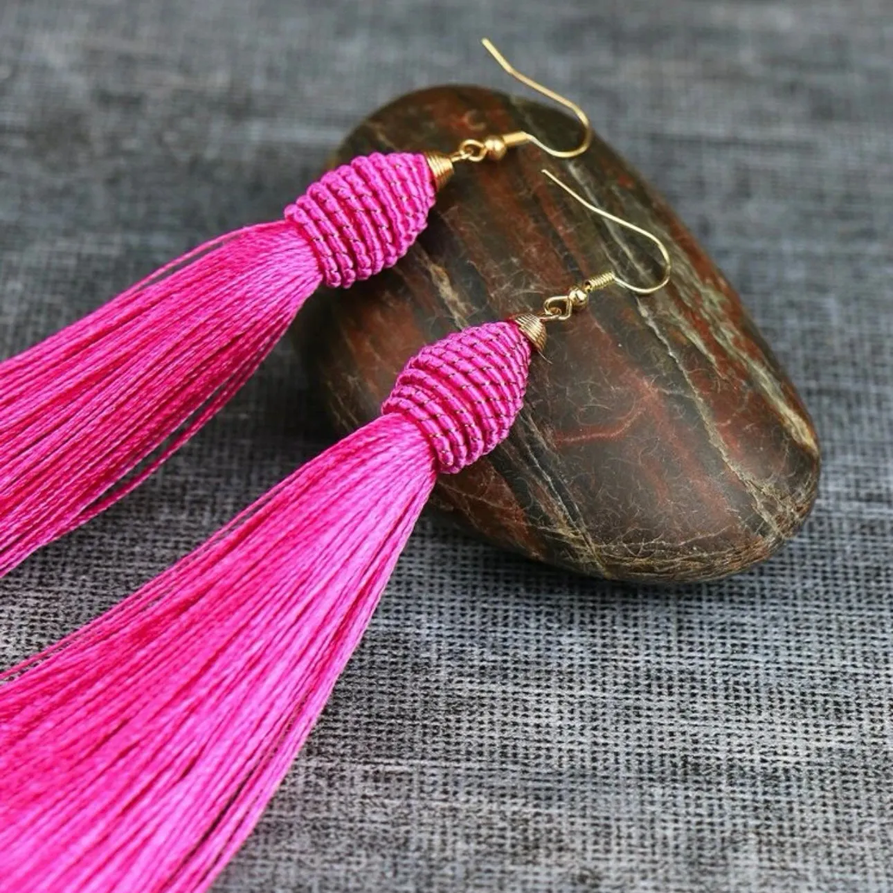 Colorful Tassel Earrings - Black Earrings, Blue Earrings, Yellow Earrings, Hot Pink, White Earrings, Dangle Earrings