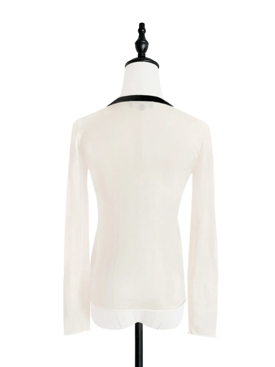 Cream/ Black Contrast Trim Merino Wool Jumper