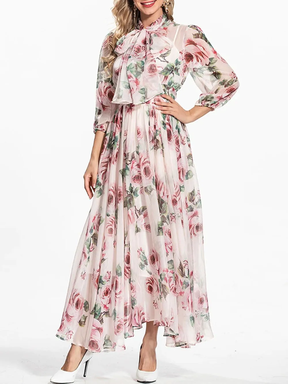 DAMASIA Floral Maxi Dress