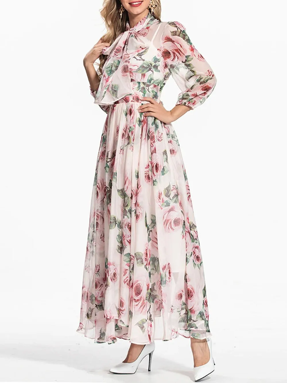 DAMASIA Floral Maxi Dress