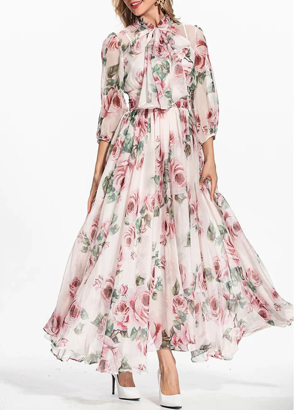 DAMASIA Floral Maxi Dress