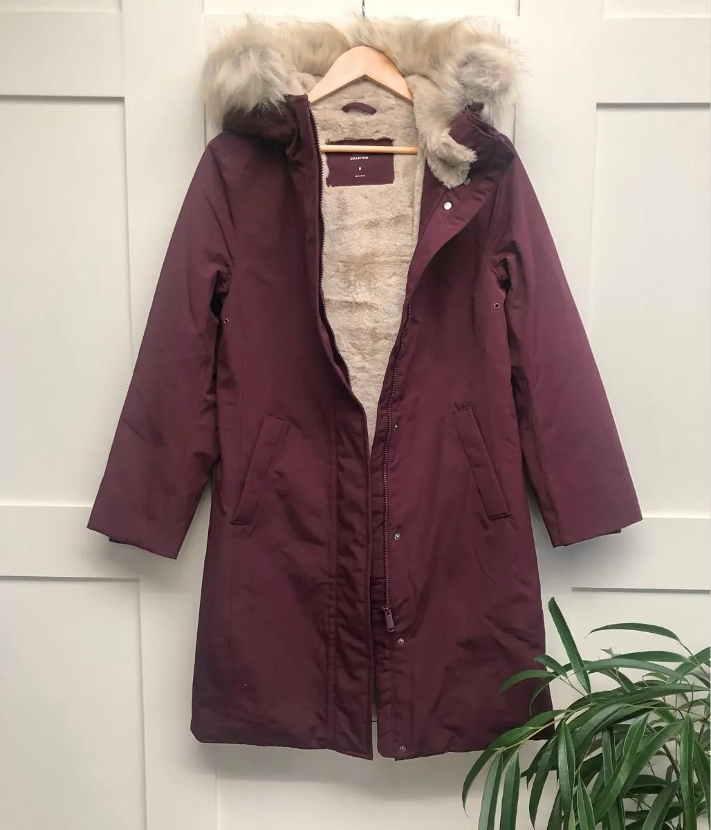 Dark Burgundy Waterproof Warm Hooded Coat 8 10