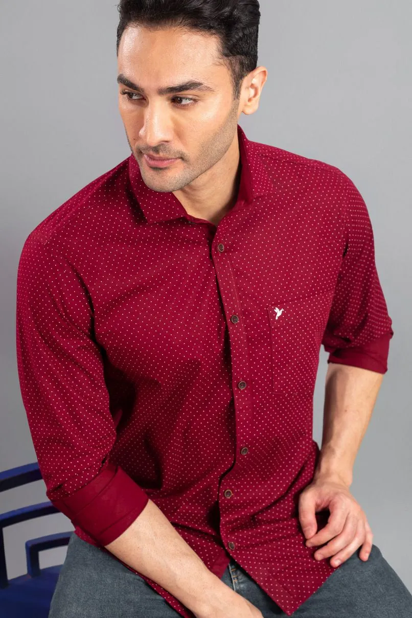 Dark Maroon Dotted Print-Full-Stain Proof