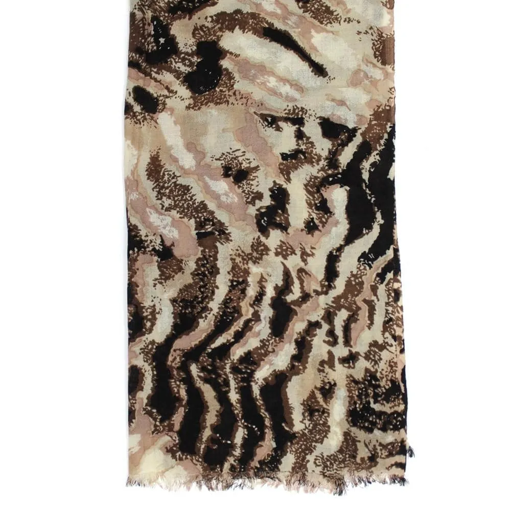 Deer Print Scarf - Brown Combo