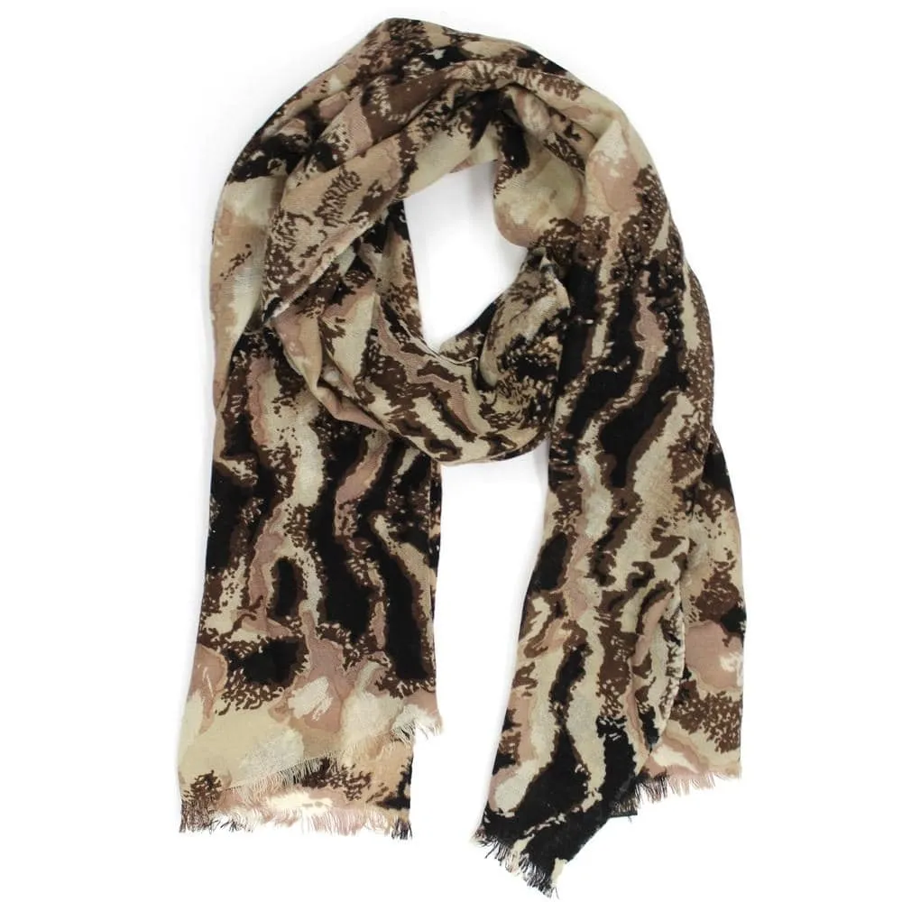 Deer Print Scarf - Brown Combo