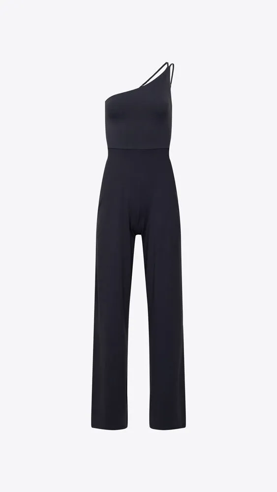 Double String One Shoulder Jumpsuit - Onyx