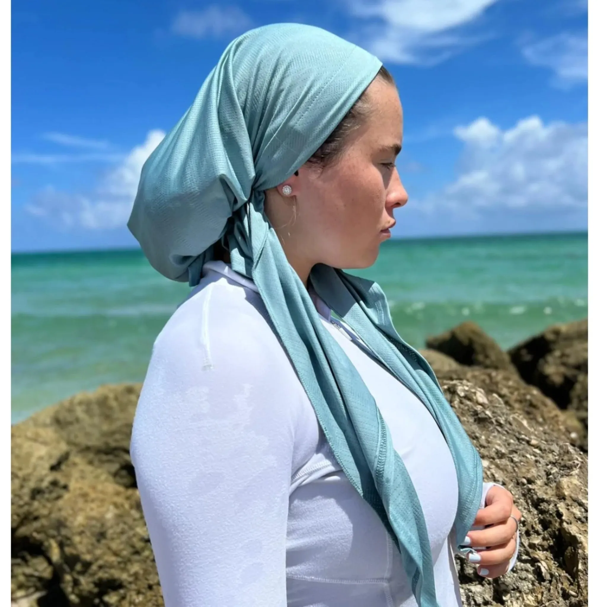 Dri Fit SB Pre-Tied Headscarf: Sage Green