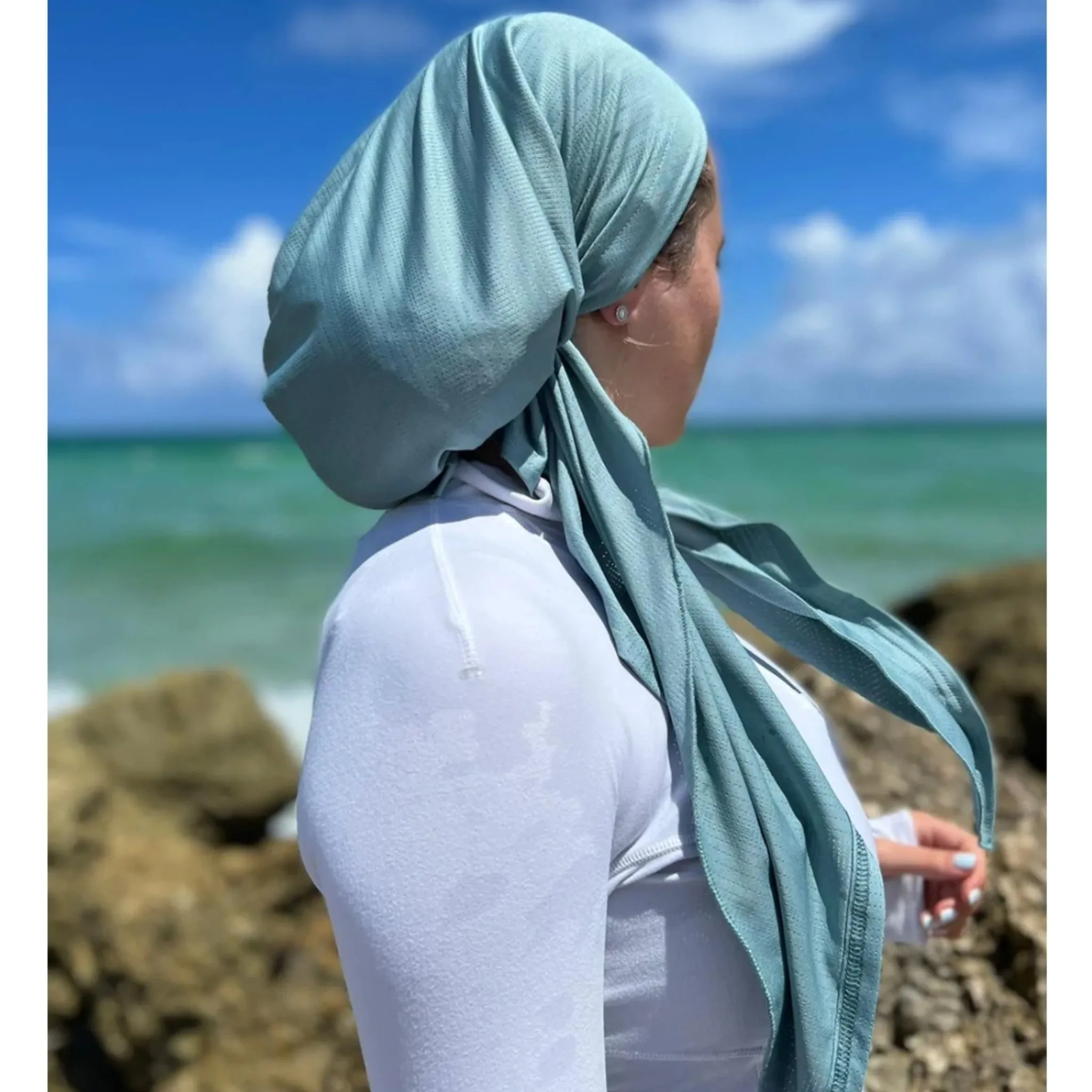 Dri Fit SB Pre-Tied Headscarf: Sage Green