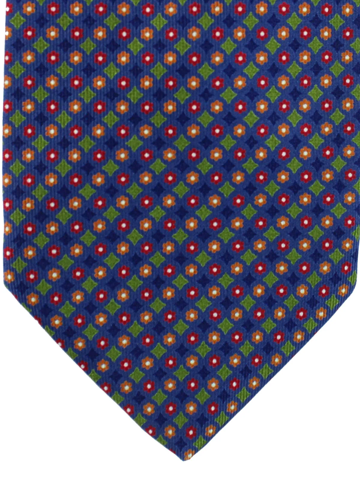 E. Marinella Silk Tie Dark Blue Red Orange Mini Flowers SALE