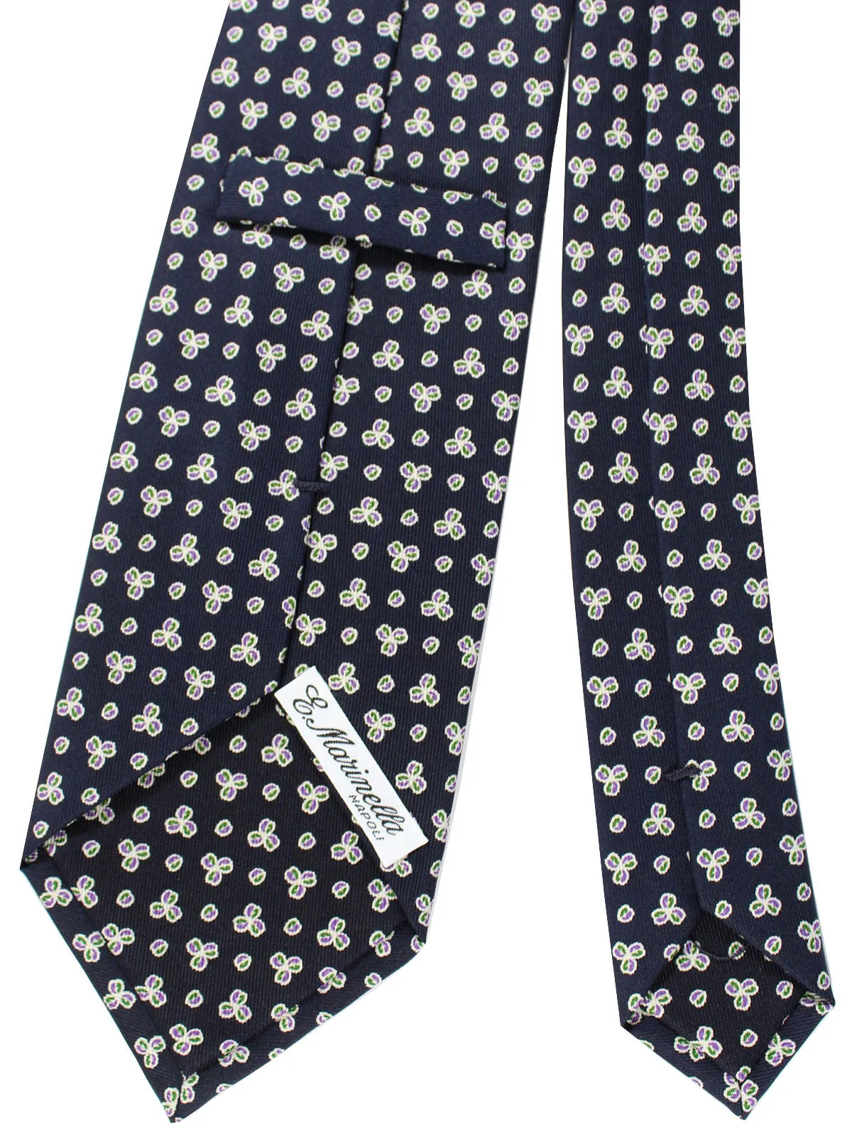 E. Marinella Silk Tie Dark Navy Flowers