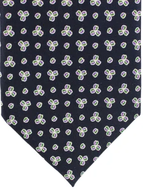 E. Marinella Silk Tie Dark Navy Flowers