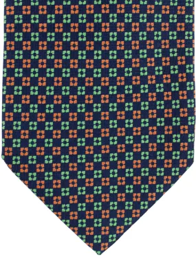 E. Marinella Silk Tie Navy Peach Lime Geometric