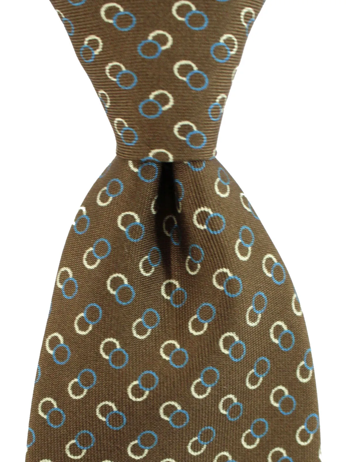 E. Marinella Tie Brown Circles Design - Wide Necktie