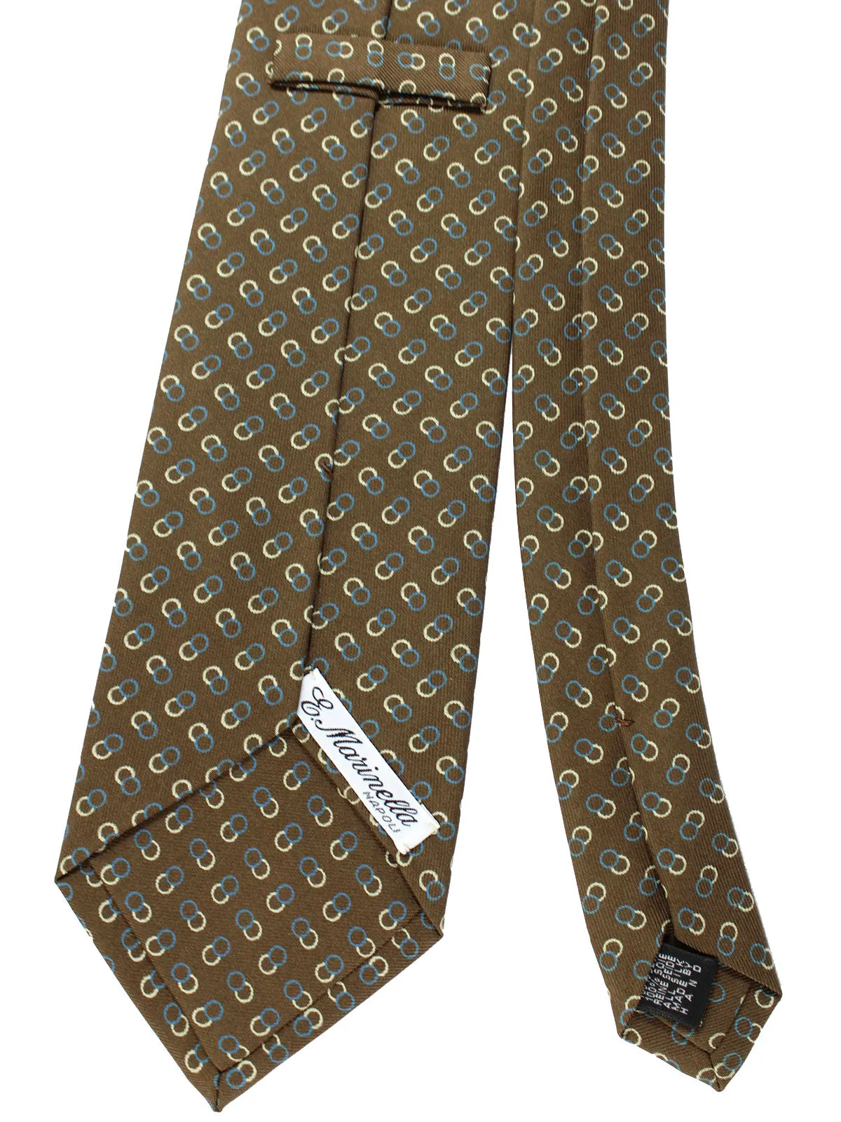 E. Marinella Tie Brown Circles Design - Wide Necktie