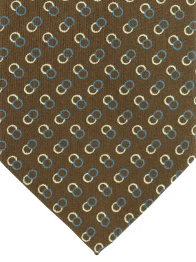 E. Marinella Tie Brown Circles Design - Wide Necktie