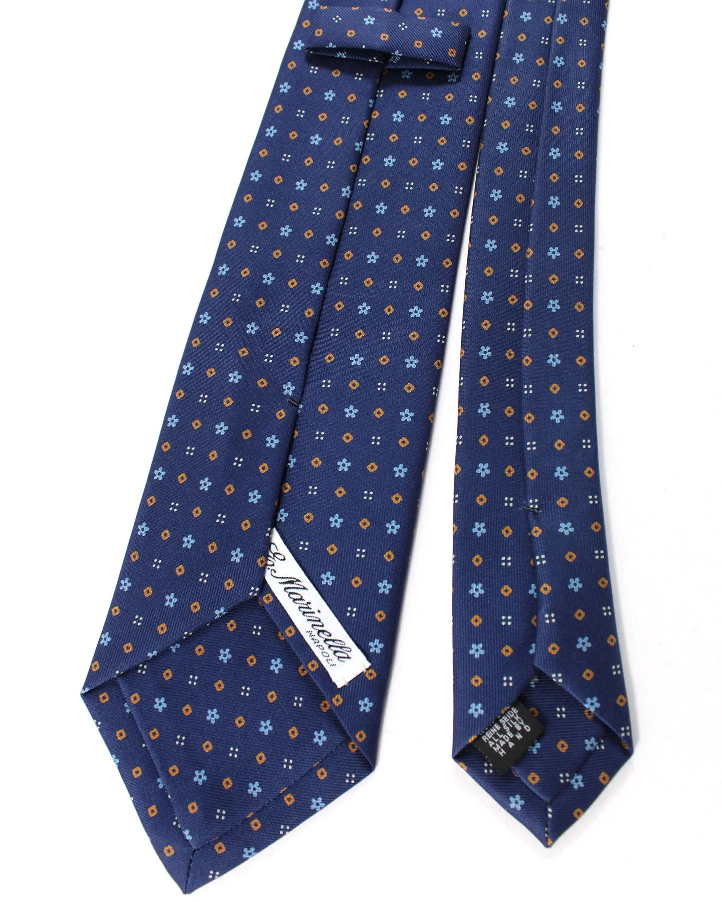 E. Marinella Tie Dark Blue Geometric Design SALE