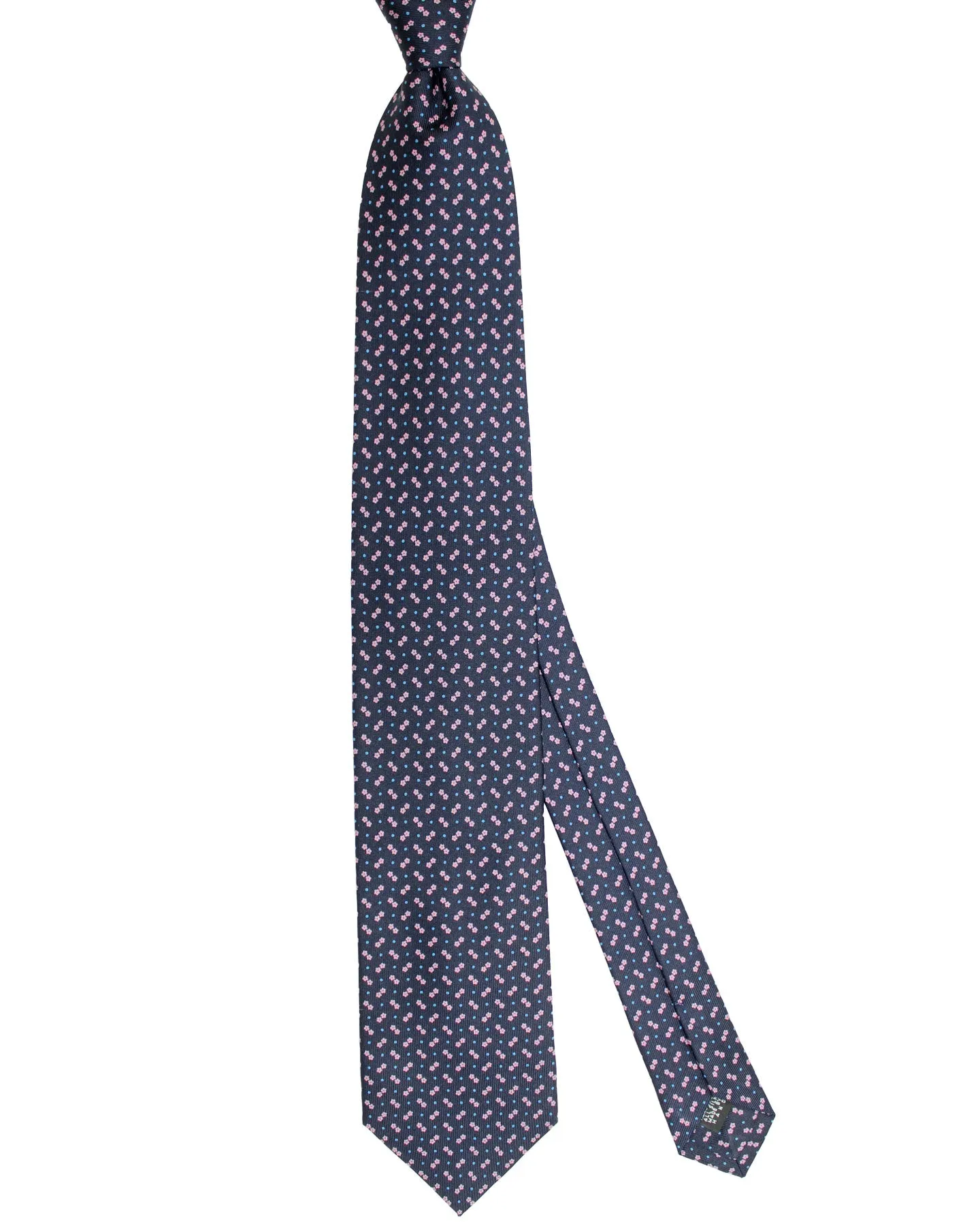 E. Marinella Tie Dark Blue Pink Mini Flowers SALE