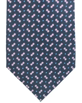 E. Marinella Tie Dark Blue Pink Mini Flowers SALE