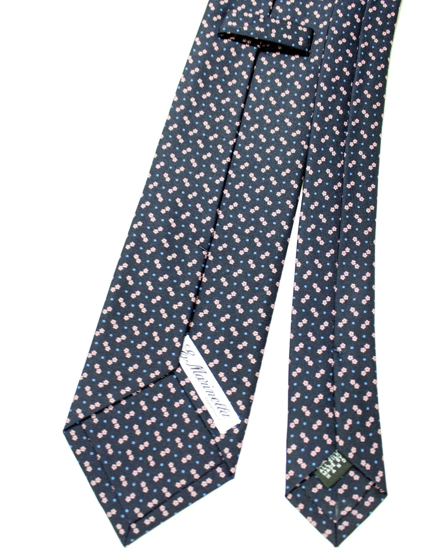 E. Marinella Tie Dark Blue Pink Mini Flowers SALE