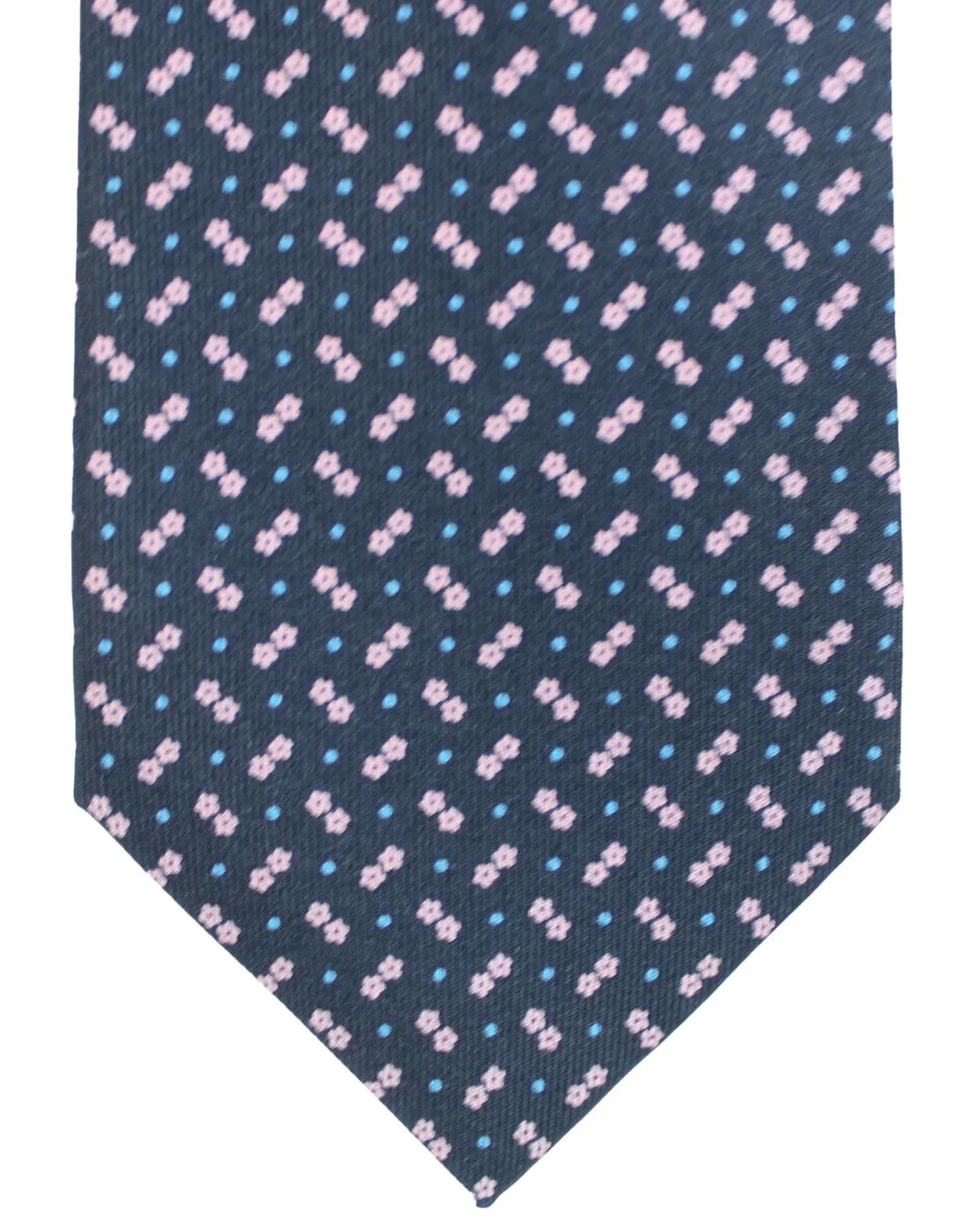 E. Marinella Tie Dark Blue Pink Mini Flowers SALE