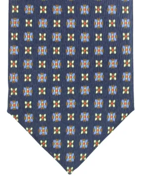 E. Marinella Tie Dark Blue Red Mini Floral Design