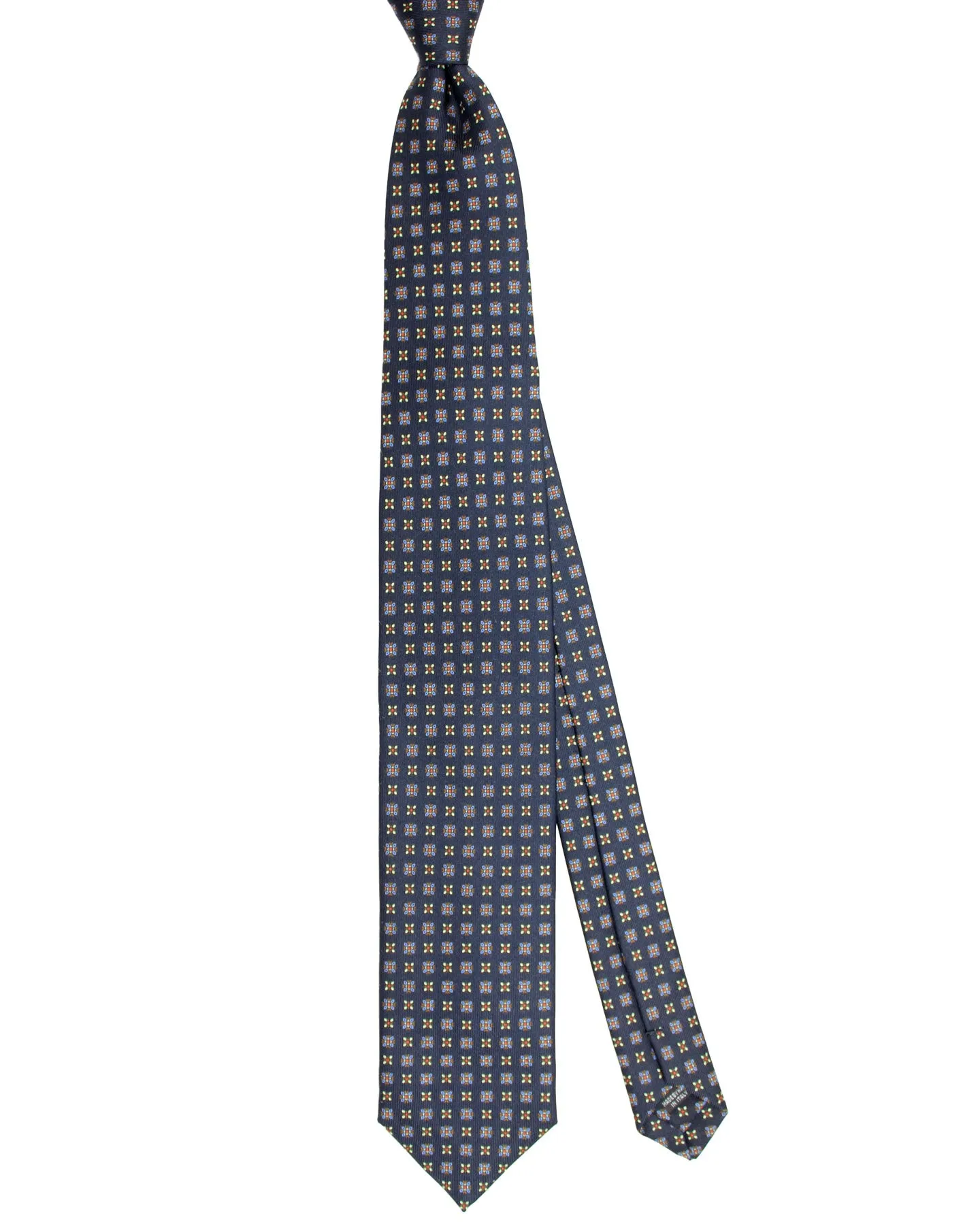 E. Marinella Tie Dark Blue Red Mini Floral Design